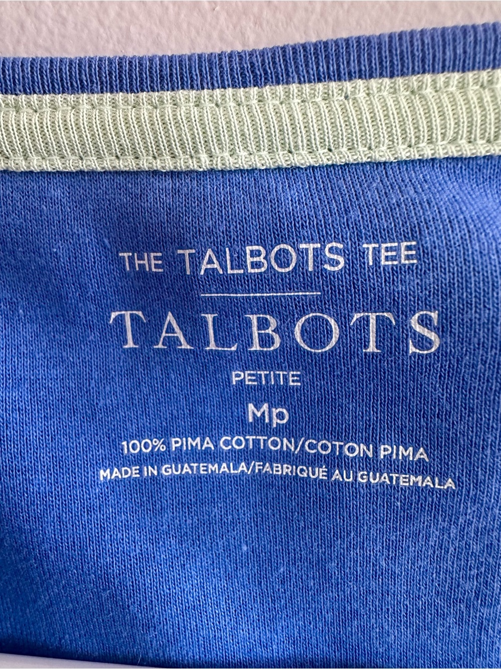 Talbots Sleeveless Blue Petite Medium Tee 100% Pima Cotton EUC - Picture 3 of 3